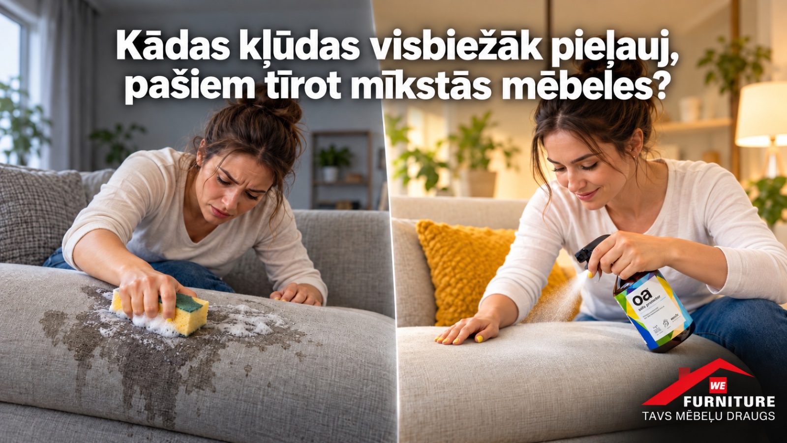 Kādas kļūdas visbiežāk pieļauj, pašiem tīrot mīkstās mēbeles?