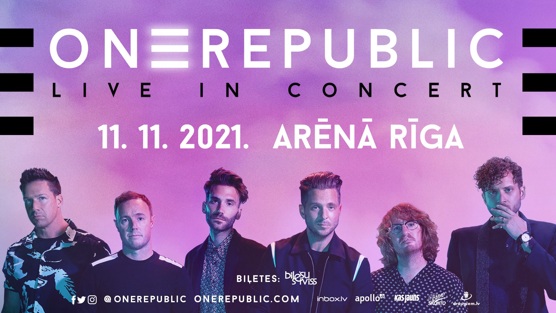 Концерт OneRepublic в Риге перенсен на ноябрь 2021 года Концерт OneRepublic в Риге перенсен на ноябрь 2021 года