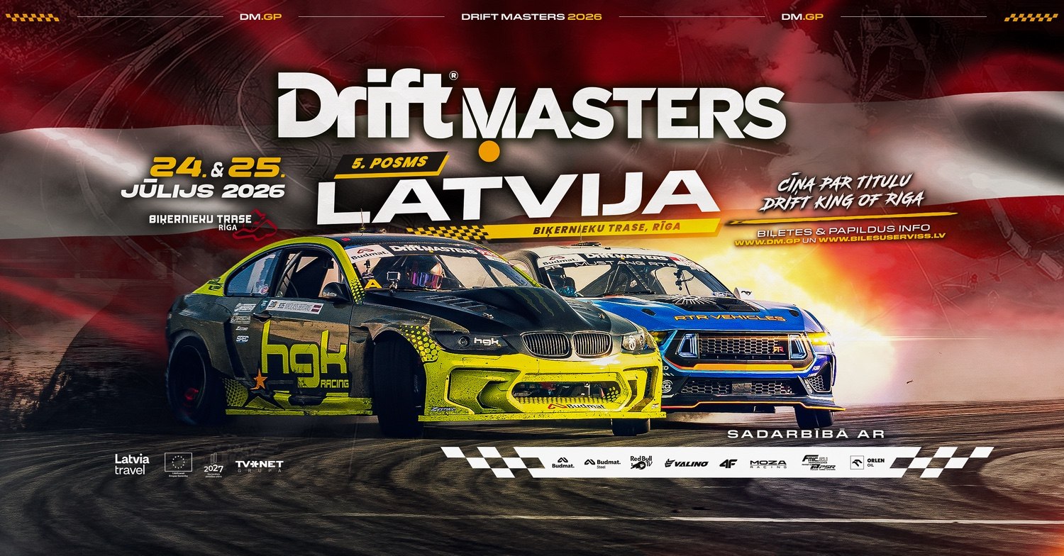 Drift Masters Rīgā svin 10 gadu jubileju – uz starta Bertāns, Dīns, brāļi Šanahani un citas