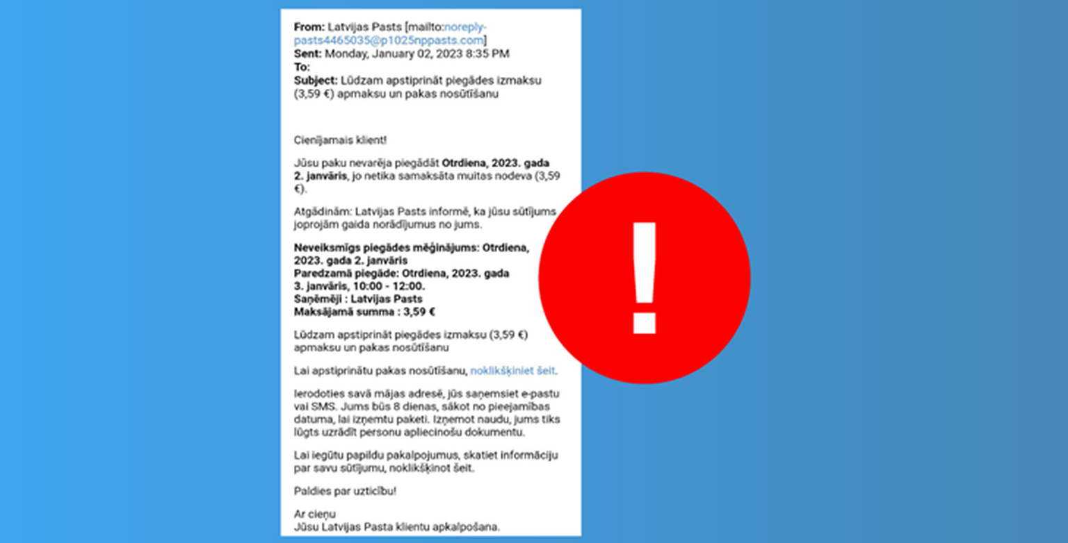 Latvijas pasts вновь предупреждает о мошенниках