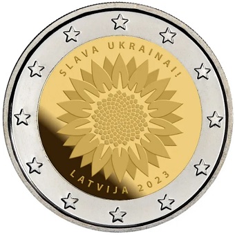 Банк Латвии в честь Украины выпустит монету в 2 евро с подсолнухом