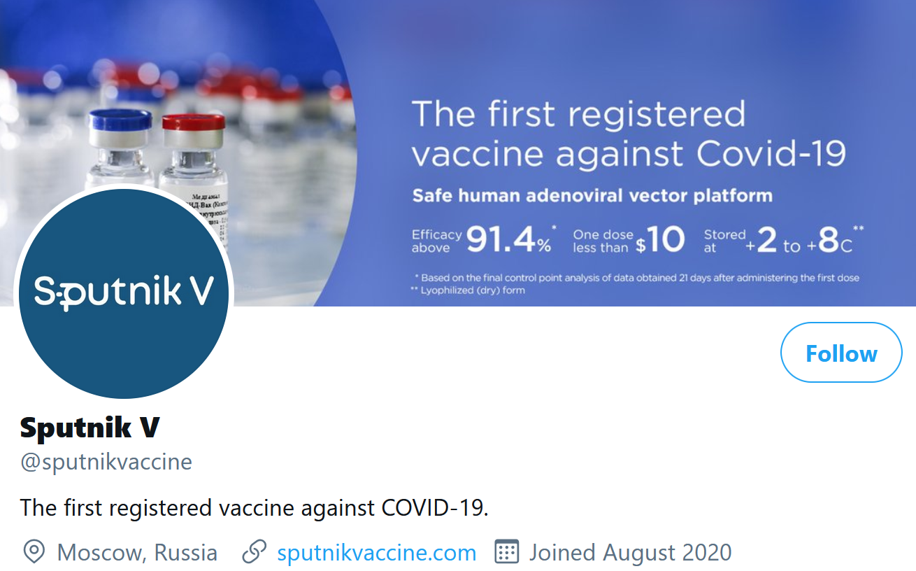 Twitter восстановил доступ к Sputnik V - @sputnikvaccine