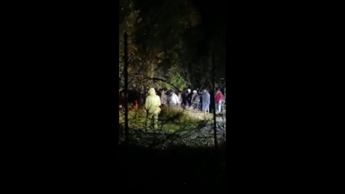 Группа беженцев, идущих к границе с Польшей, попала на видео Группа беженцев, идущих к границе с Польшей, попала на видео