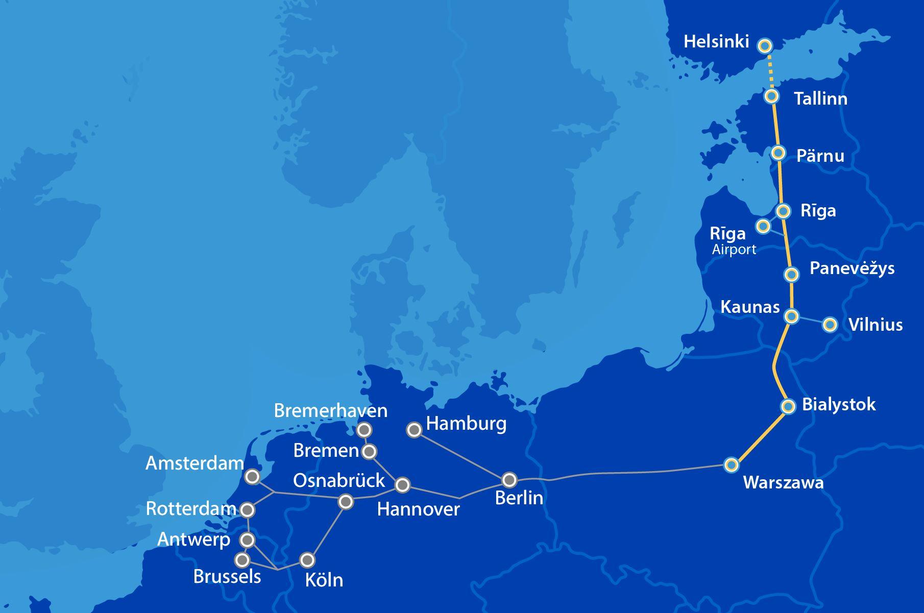 Первый этап "Rail Baltica" в Балтии обойдется в 15,3 млрд евро Первый этап "Rail Baltica" в Балтии обойдется в 15,3 млрд евро