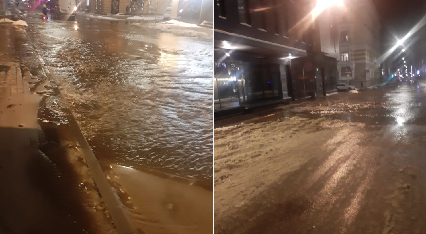 В Риге на ул.Дзирнаву прорвало водопровод. Движение закрыто от Бривибас до Базницас